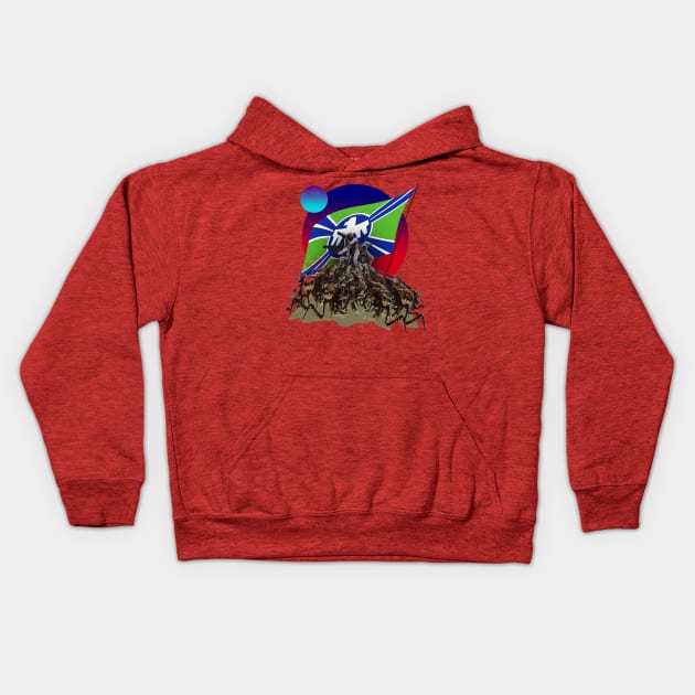 Starship Troopers on a Hill Kids Hoodie by dogeandpepe